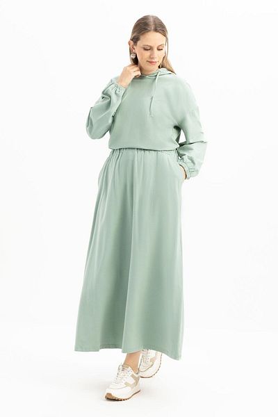 ALLDAY Defne-Hooded Lycra Skirt Suit