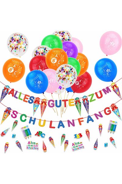 HOWAF birthday set, latex/paper, multicolor, 59 pieces