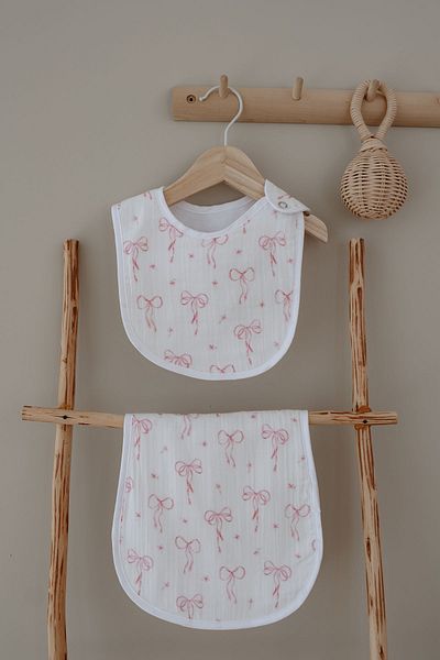 Tuğba Kuğu Muslin Apron and Shoulder Cloth - Pureline Series - Dainty Bows