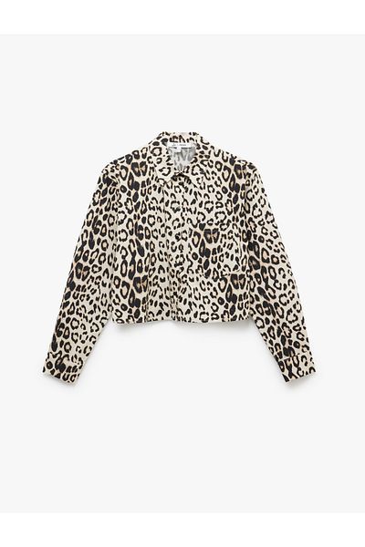 Koton Leopard Patterned Long Sleeve Pocket Detailed Shirt