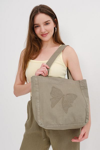 Addax Ribbon Detailed Tote Bag Ç5001-G6