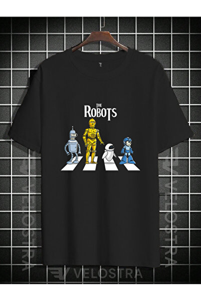 Velostra تي شيرت مطبوع عليه الروبوتات للجنسين