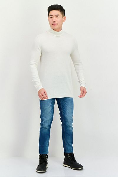 Asos Design Men Tall Fit Turtle Neck Solid Long Sleeve Sweater, White