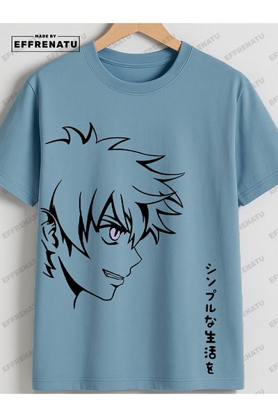 EFFRENATU Anime Printed T-Shirt for Youth Black and White Balloon