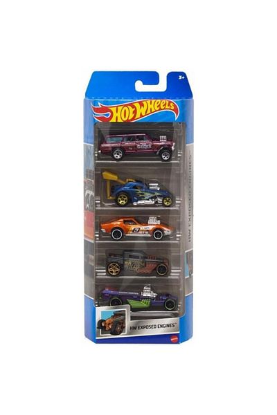 mattel Set of 5 Hot Wheels cars, Exposed Engines