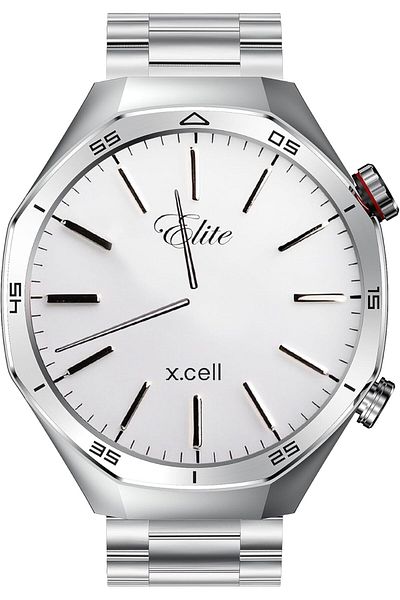 X.Cell Xcell Elite7 Smartwatch, 1.52" HD, BT Calling, Wireless Charge, HR/BP/O2, IP67 – Silver Metal