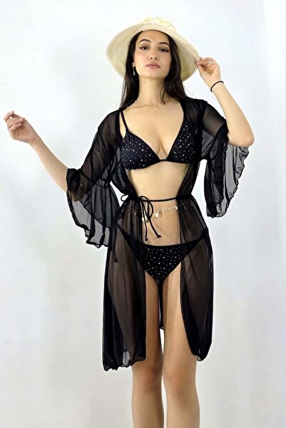 FashionForYou Κοντή ζακέτα θαλάσσης NaLLa, με καμπάνα μανίκια και κορδόνι στη...