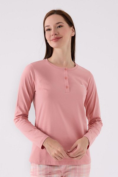 Pierre Cardin Paris 8918 Costum de pijama cu mânecă lungă pentru femei, cu model în carouri