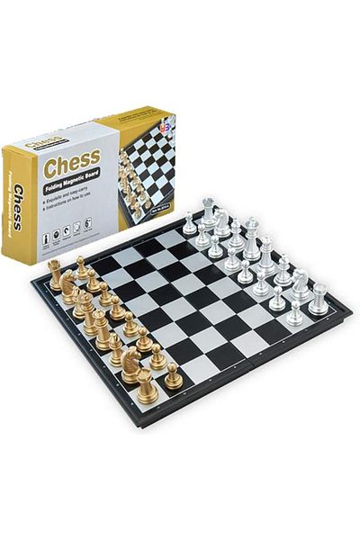 rexa Chess Set with Folding Chess Board Gold and Silver Pieces Storage Convenient