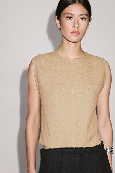 Massimo Dutti Long combined dress with side slits