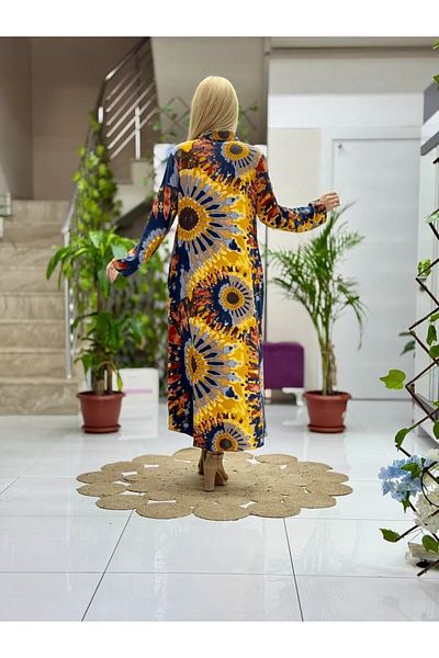 Punta Otantik Sln31105 Cotton Viscose Buttoned Long Selin Dress