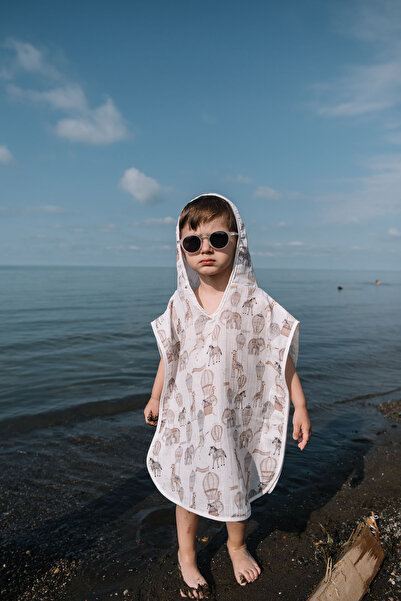 Tuğba Kuğu Muslin Poncho - Pureline Series - Dreamland Safari