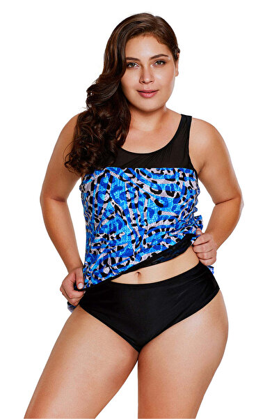WildFashion Colorful asymmetrical tankini swimsuit with classic top and panties SW1463-1414