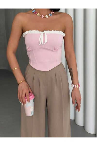 ALLEYTA Lizaa Vintage Lace and Corset Detail Crop