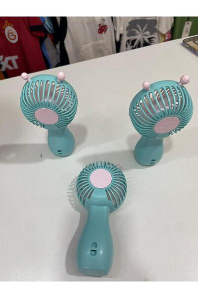 Tasarım Mini Fan Şarjlı Mavi Pembe Masa Üstü Elde Çantada Cepte Taşınabilir M...