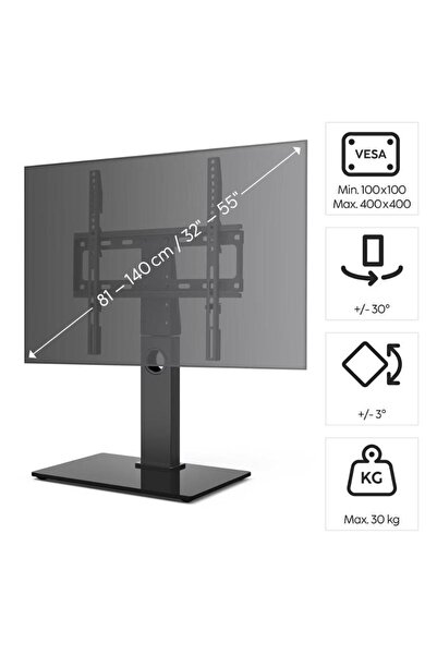 Hama HAMA 220866 βάση τηλεόρασης, ρυθμιζόμενη, 32-55", 30kg (Μαύρο)