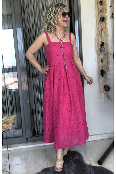 Dila Butik Kalın Askılı Astarlı Fisto Maksi Elbise