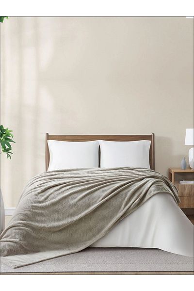 Donetella King Size Fleece Blanket 210x240 cm, Waffle Texture Soft & Cozy, 350 GSM for Bed & Sofa
