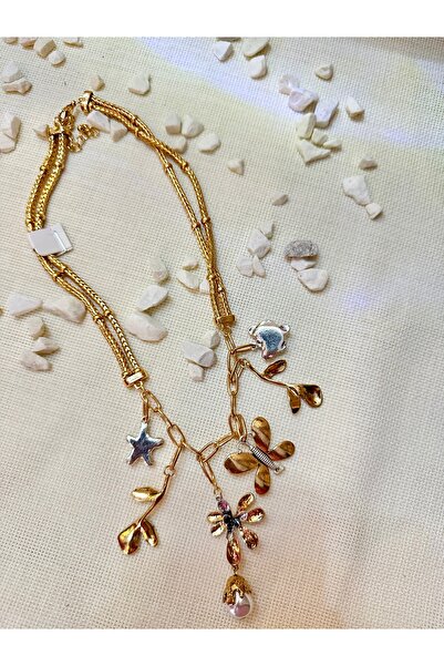 Modakaya قلادة بسلسلة ذهبية وتفاصيل اليعسوب