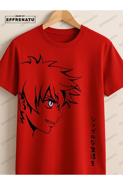 EFFRENATU Anime Printed T-Shirt for Youth Black and White Balloon