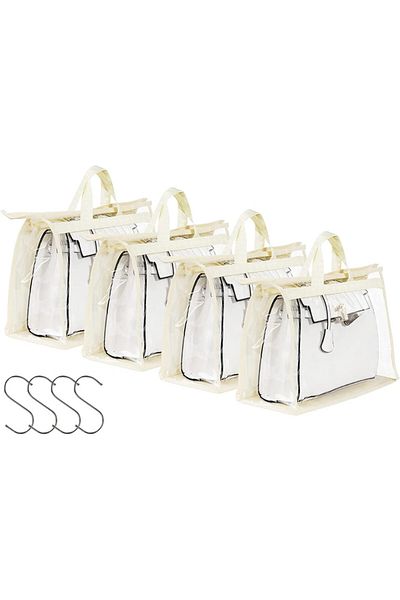 Puricon Set de 4 genți de depozitare Puricon, transparente/bej, PVC, 28 X 17 X 38 cm