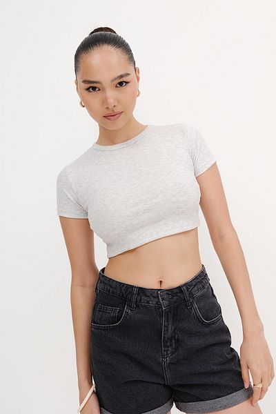 Addax Short Sleeve Modal Crop T-Shirt P13871-P3
