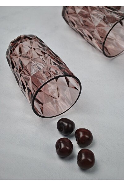 Qualitev Set of 6 Crystal Glass Soft Drink Glass Water Glass Long Cherry-400 ml