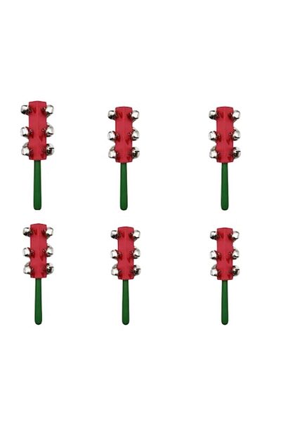OEM Set of 6 wooden rattles with metal bells