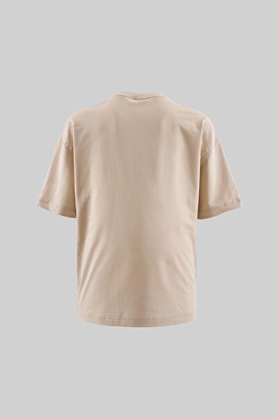 Machinist Ethnic Figure Embroidered T-Shirt Soft Beige
