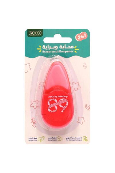 Roco Water Drop Rubber Eraser with Single-Hole Sharpener – Pink