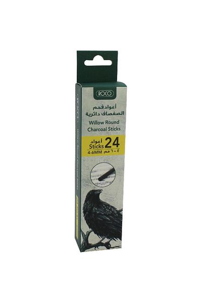 Roco Charcoal Pencil Drawing Set Natural Willow 4-6 mm 24 Pieces