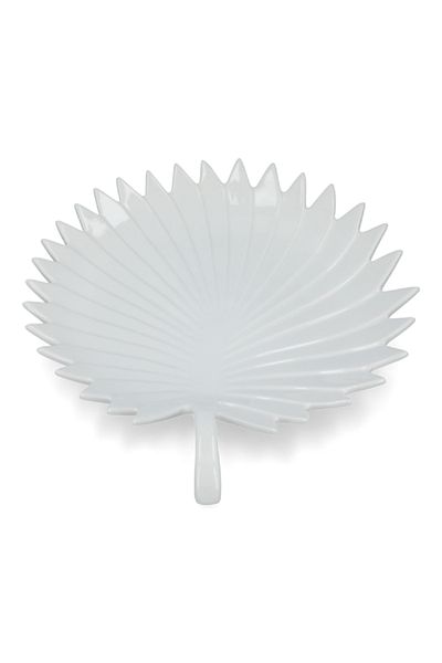 EasyLife Spa Elegant Design Palm Leaf Shape Porcelain Serving Platter White 35 x 29cm