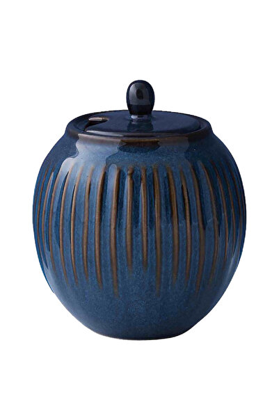 EasyLife وعاء سكر بورسلين سبا مع غطاء أزرق 250 مل