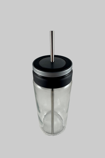 SİHİRLİ AYAKLAR Colored Vacuum Lid Metal Straw Glass Jar Cup 0.5ml