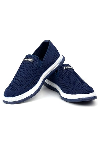 KAJILA Men's Navy Blue Very Light Knitwear Laceless Flexible Lightweight Daily Casual Sneaker Sports Shoes