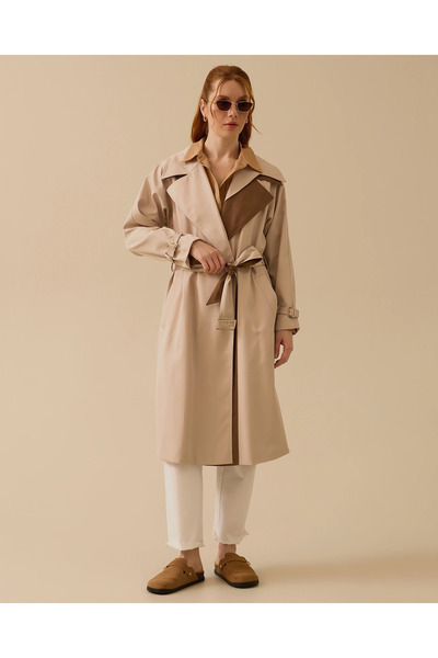 SCL Kemerli Astarlı Diz Altı Trençkot