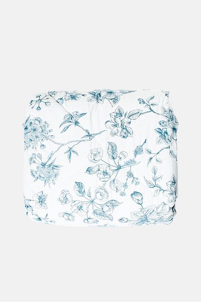 Catherine Malandrino Queen 3Pcs Floral Print Cotton Feel All-Season Comforter Set, Blue