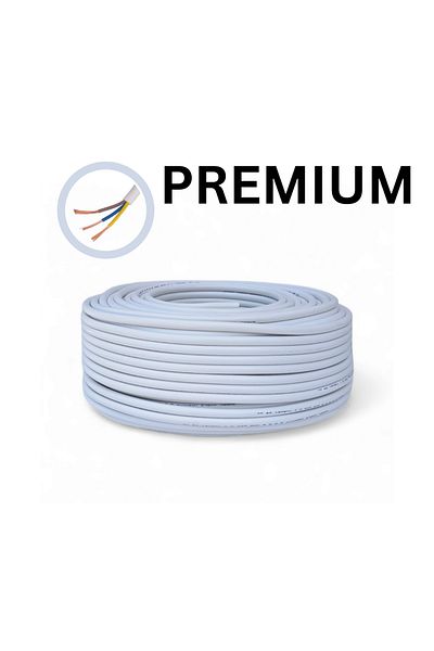 COBI SMART® Cablu electric Premium 3x1.5 mm², 100 m, alb, MYYM - CCA / H05VV-F, tensiune 300/500V - COBI SMART®