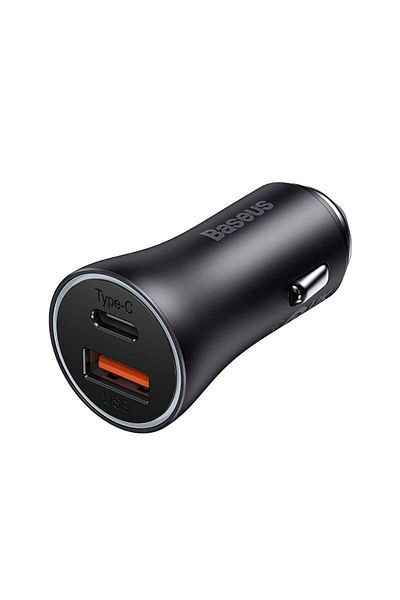 Baseus Dual Auto Charger Golden Contactor Max, Baseus, USB/USB-C, 60W, Gray