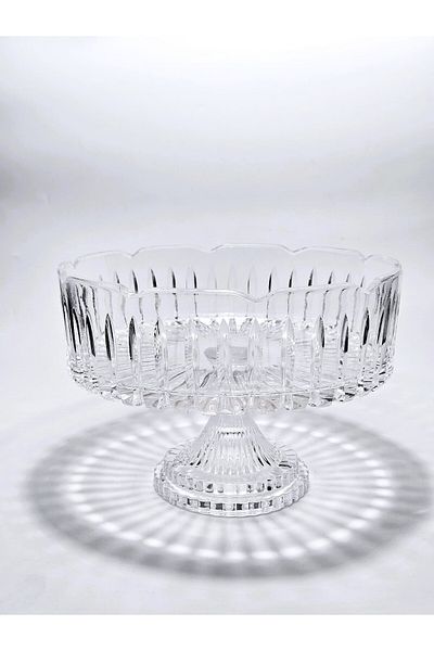 Akden Kristal Crystal Decor Lace Edge Handworked Glass Tableware Presentation Bowl