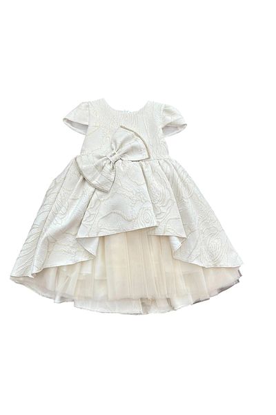 Hafez Kids Summer Jacquard Big Bow Tie Dress Seven Layers of Tulle and Lining and Hidden Back Zipper Luxury Girl Dress