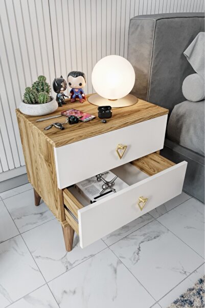 mapahomeliving Simple 2 Çekmeceli Komodin SMP5002 Ekru Ceviz