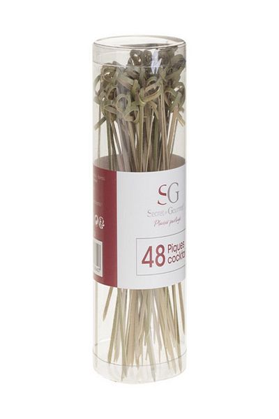 Five Simply Smart 48-Piece Assorted Design Bamboo Cocktail Picks Jar