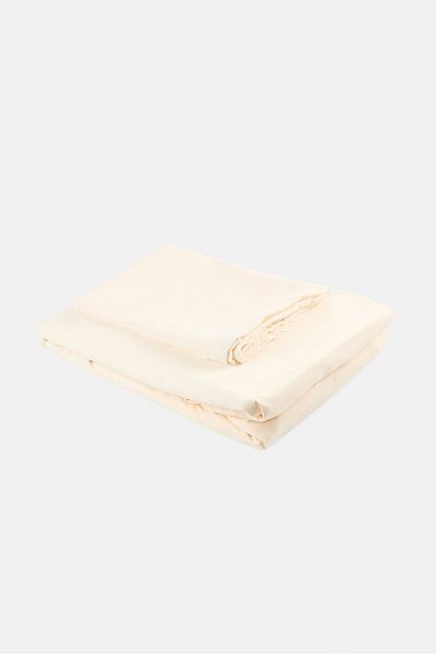 COTTON HOME طقم ملاءة سرير عادية مزودة بغطاء وسادة، مكون من 3 قطع، لون كريمي
