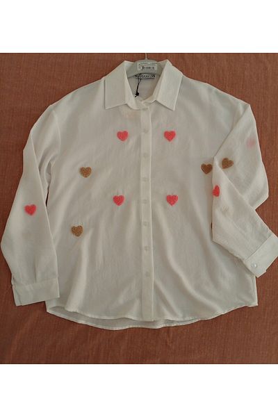 Selen Heart Flexi Ecru Soft Shirt