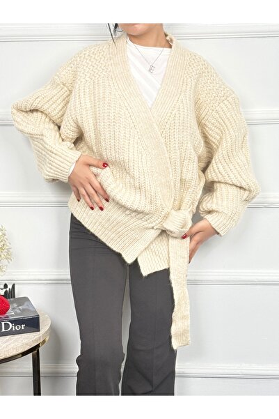 RACE FASHİON Women's Tie Detailed Knitwear Cardigan Rc8204
