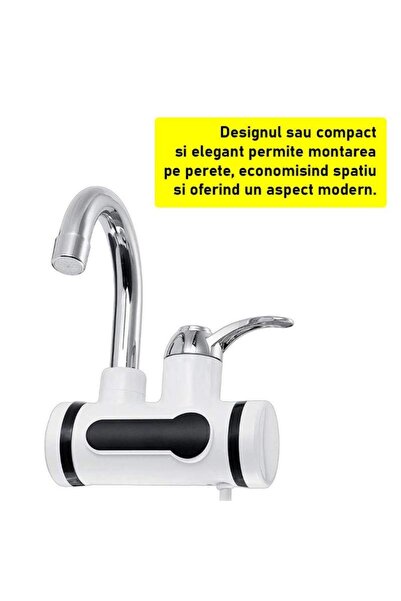 SIKS Robinet electric instantaneu cu încălzire instantanee a apei, priză, design modern, alb