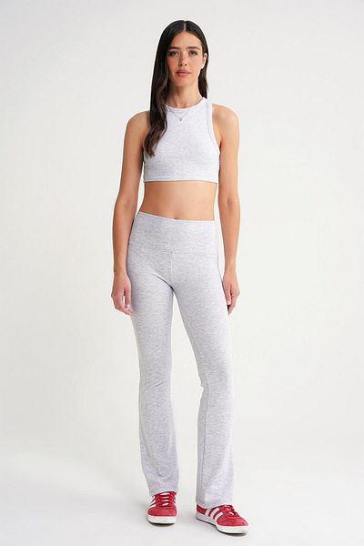 Mixray 2016 Women's High Waist Leggings with Spanish Leg Knitted Leggings Gray