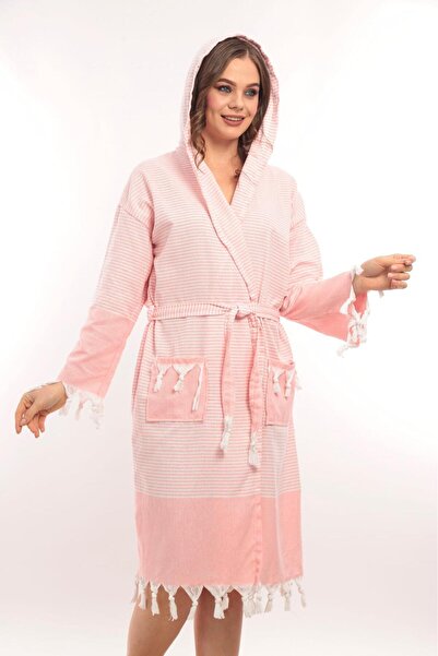 Lio20 Unisex Hürrem Tassel Model Bathroom-Pool-Sea-Beach Cotton Bathrobe-Orange