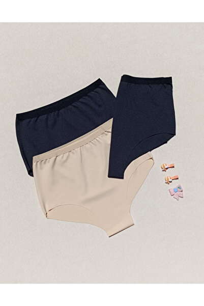 siyalife Chiloți slip pentru femei, cu talie înaltă, pachet de 3 bucăți, lycra, fără sudură, tăiat cu laser, fără marcaj